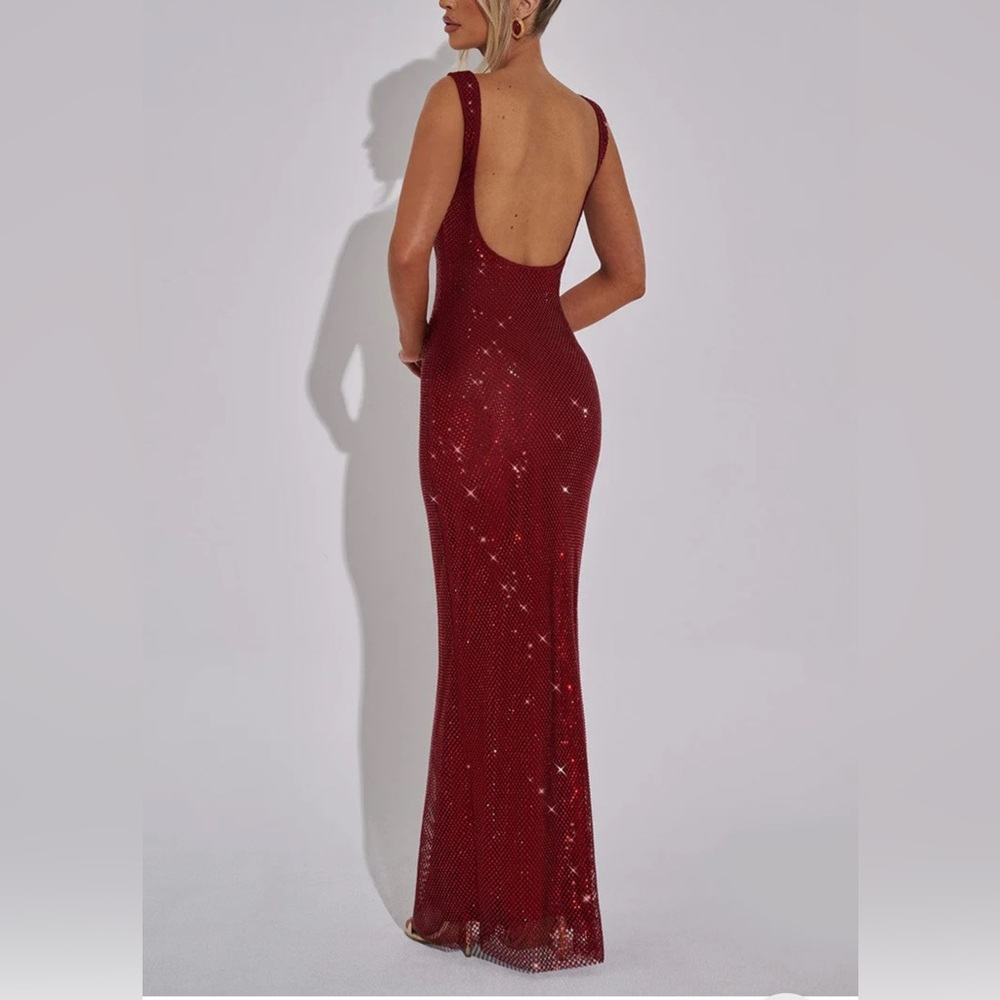 Stunning Red Sequin Maxi Dress - Picture 4 of 15